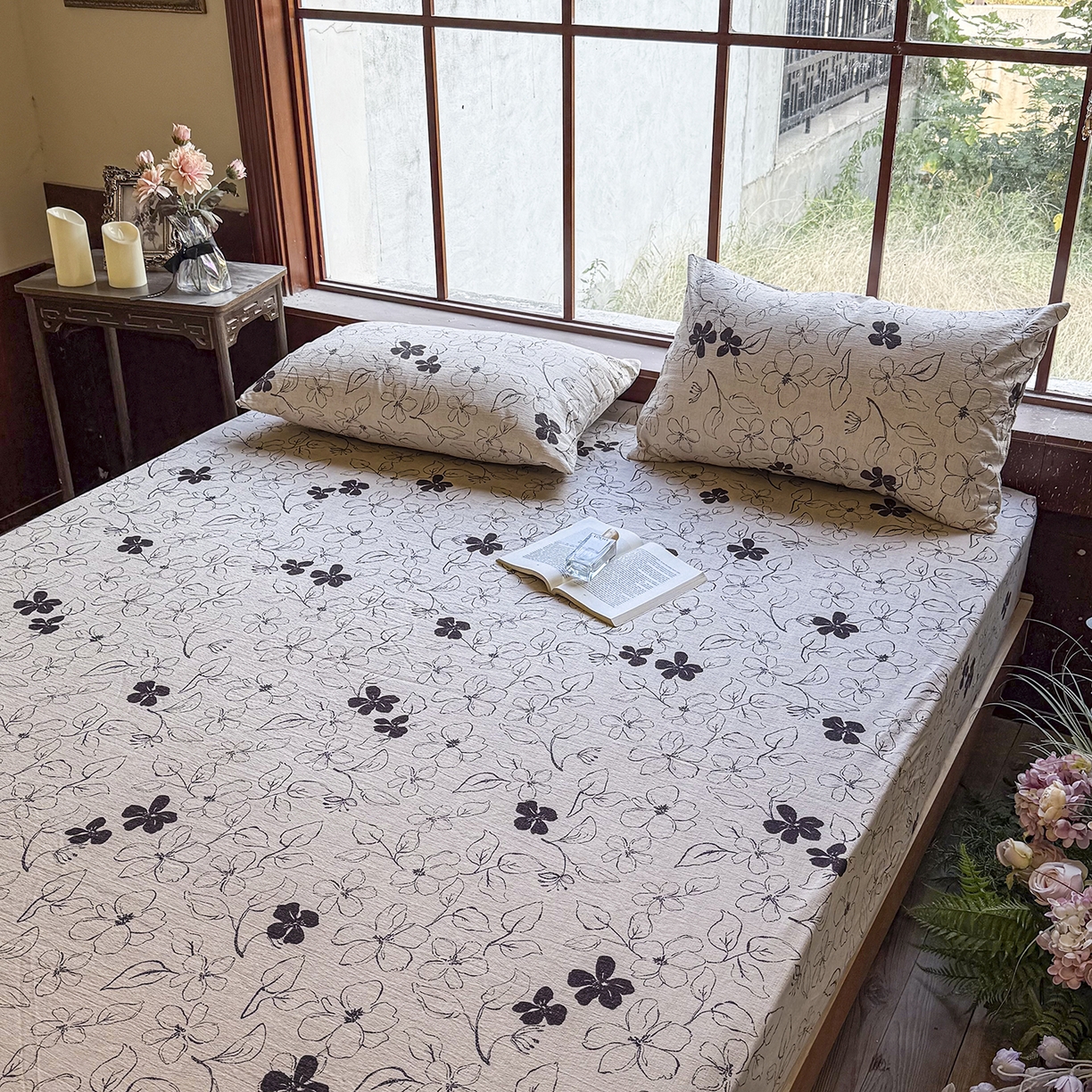 91家纺网 家纺一手货源 找家纺 仟网汇 2025新款高克重水洗亚麻复古原麻床笠 约定咖