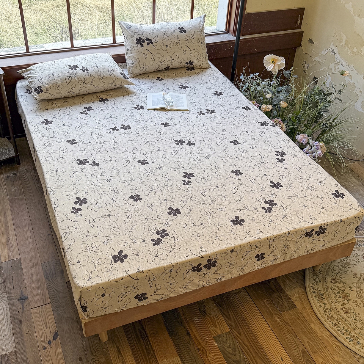 91家纺网 家纺一手货源 找家纺 仟网汇 2025新款高克重水洗亚麻复古原麻床笠 约定咖