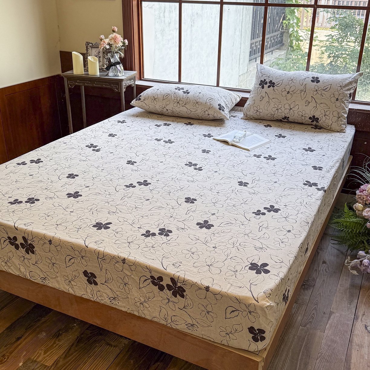 91家纺网 家纺一手货源 找家纺 仟网汇 2025新款高克重水洗亚麻复古原麻床笠 约定咖