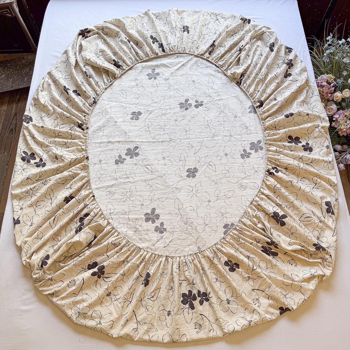 91家纺网 家纺一手货源 找家纺 仟网汇 2025新款高克重水洗亚麻复古原麻床笠 约定咖