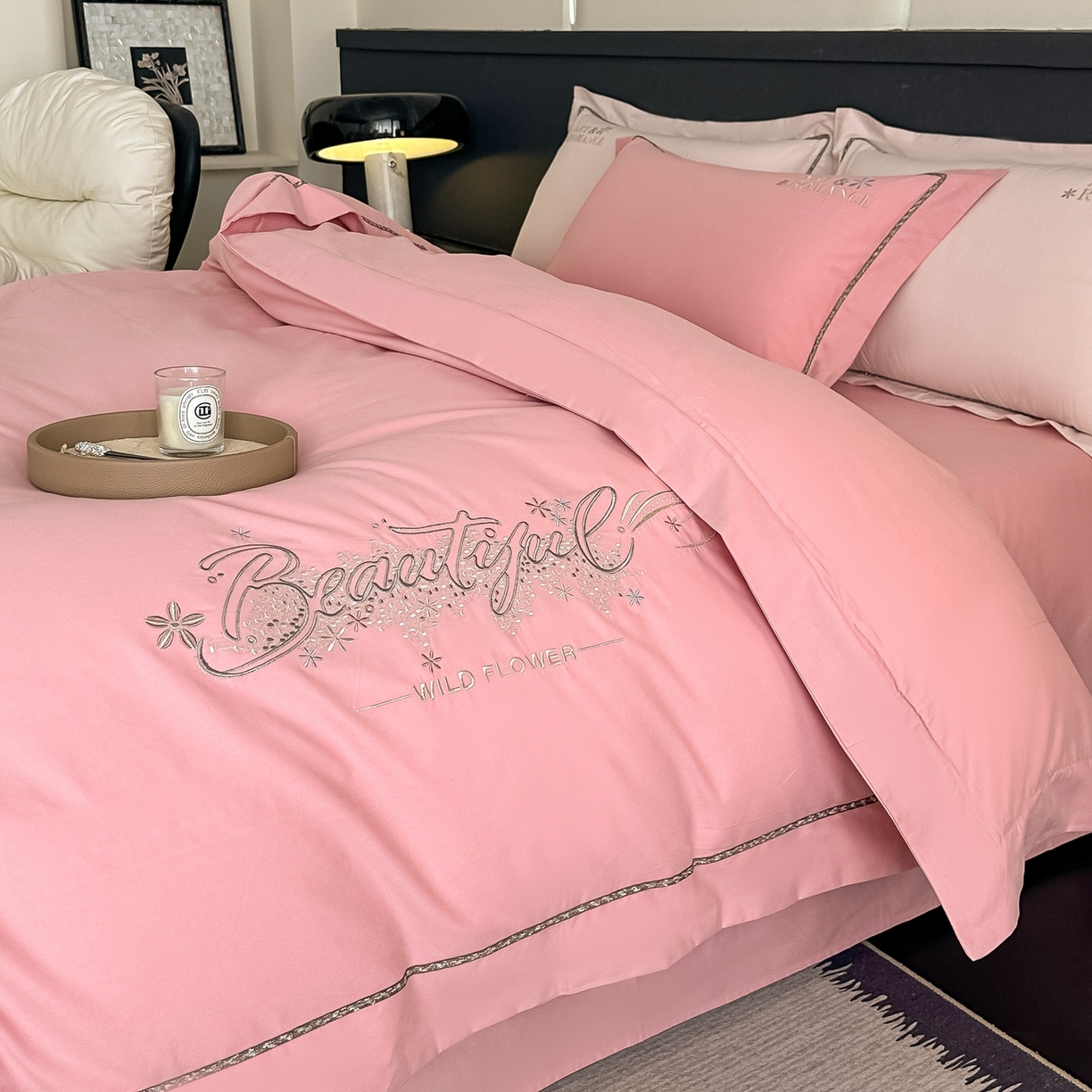 91家纺网 家纺一手货源 找家纺 （总）博之洋婚庆 2025新款全棉纯棉长绒棉贡缎磨毛刺绣四件套不掉毛【高端礼盒】绽放系列