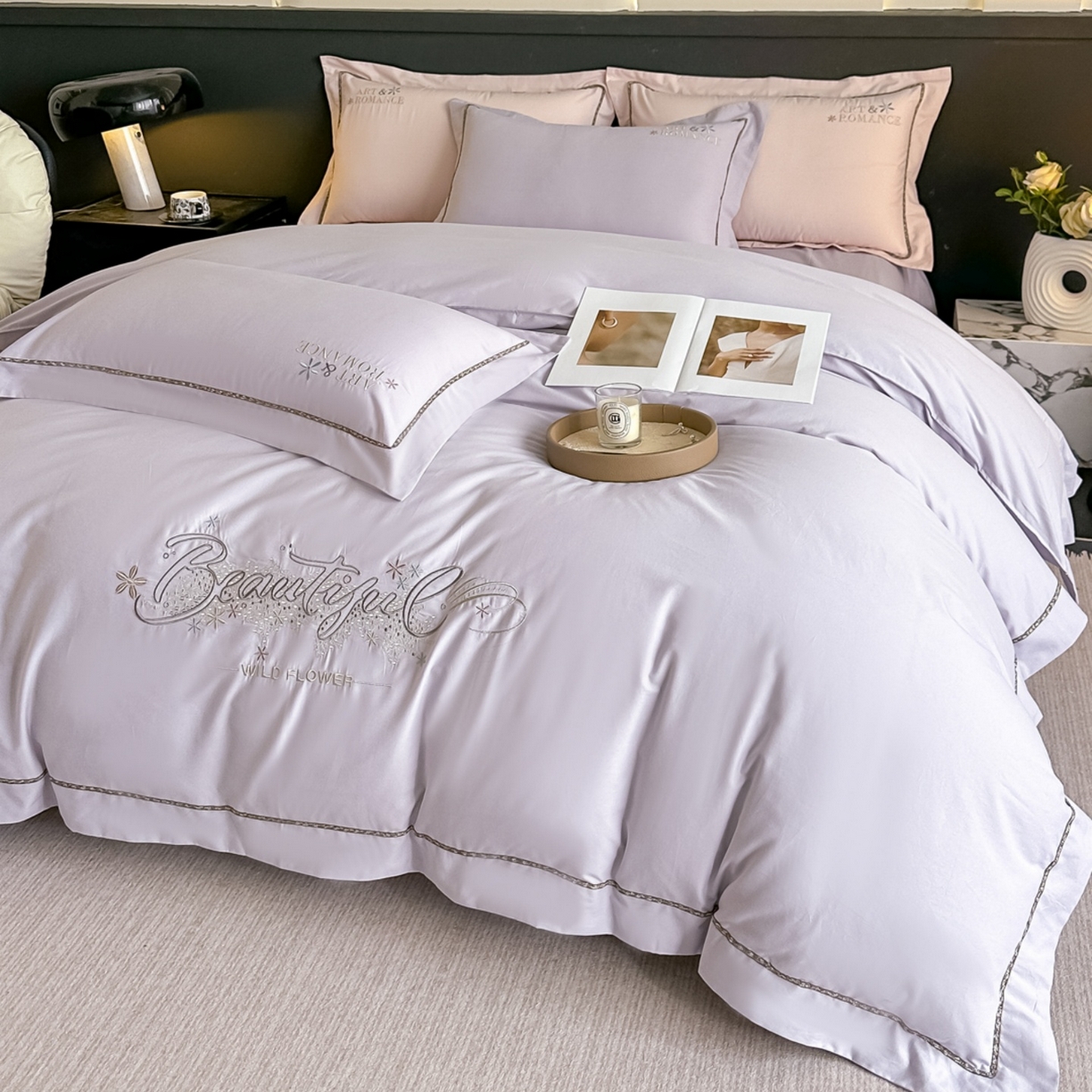 91家纺网 家纺一手货源 找家纺 （总）博之洋婚庆 2025新款全棉纯棉长绒棉贡缎磨毛刺绣四件套不掉毛【高端礼盒】绽放系列