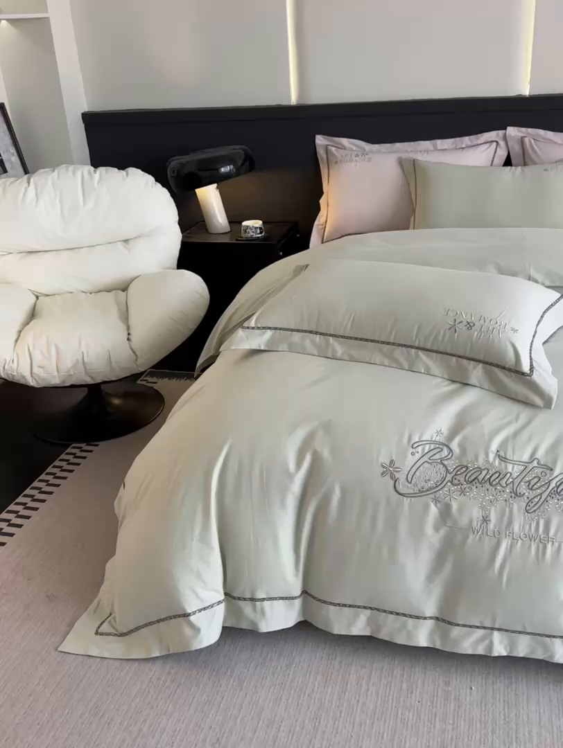 91家纺网 家纺一手货源 找家纺 （总）博之洋婚庆 2025新款全棉纯棉长绒棉贡缎磨毛刺绣四件套不掉毛【高端礼盒】绽放系列