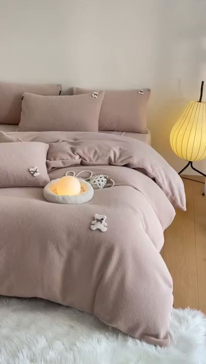 91家纺网 家纺一手货源 找家纺 （总）羽梦家纺 2025新款260克加厚全消光糯米绒阳光绒加厚保暖四件套 