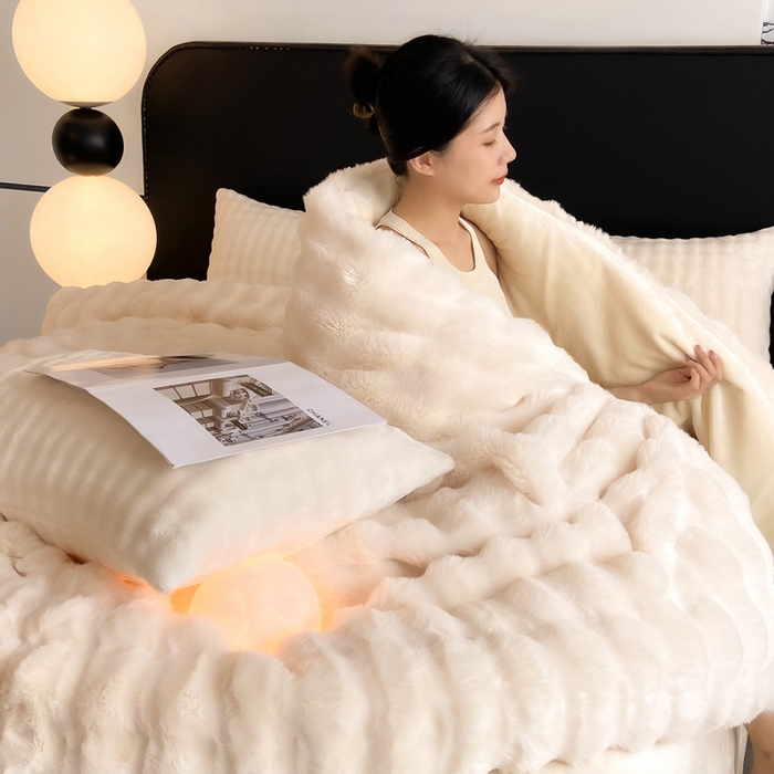 91家纺网 家纺一手货源 找家纺 （总）品乐家纺 2025新款300g泡泡兔绒四件套