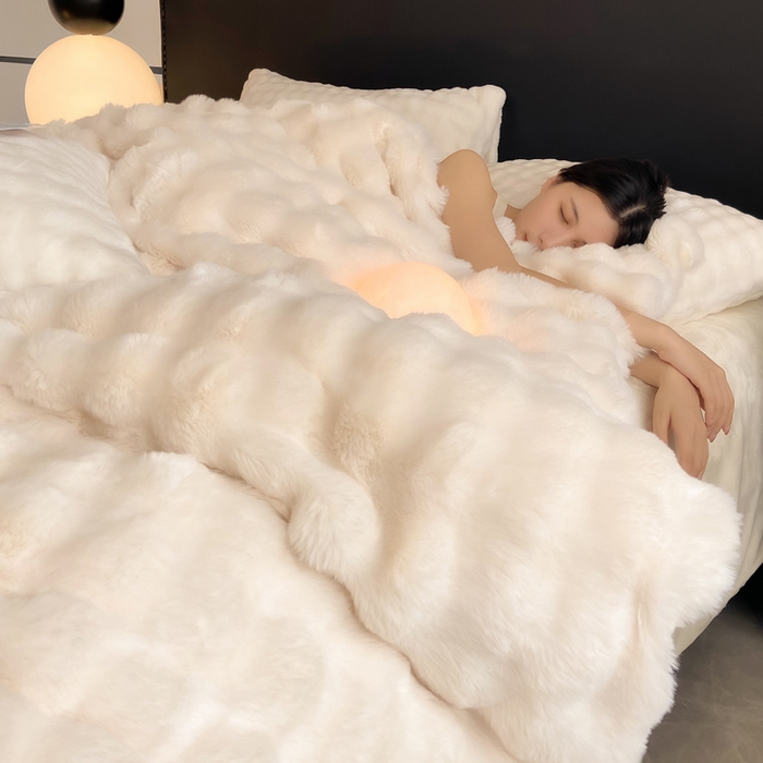 91家纺网 家纺一手货源 找家纺 （总）品乐家纺 2025新款300g泡泡兔绒四件套