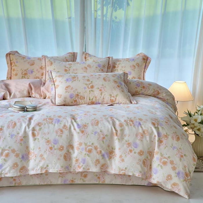 91家纺网 家纺一手货源 找家纺 铭博家纺 2025新款直播热款全棉吊边一字绣工艺款13070印花全棉单床单 浮云花浔