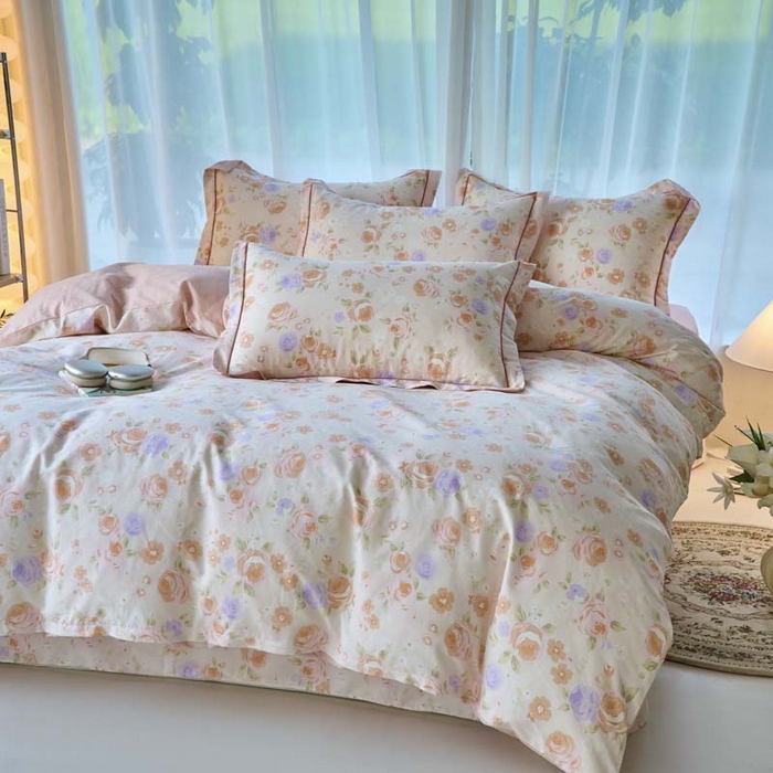 91家纺网 家纺一手货源 找家纺 铭博家纺 2025新款直播热款全棉吊边一字绣工艺款13070印花全棉单床单 浮云花浔