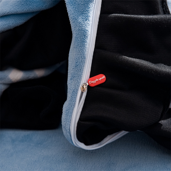 91家纺网 家纺一手货源 找家纺 炫拼家纺 2025新款法式蝴蝶结毛巾绣韩版加厚小格子花边牛奶绒四件套 法式蝴蝶结-蓝