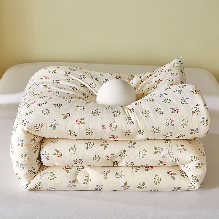 91家纺网 家纺一手货源 找家纺 梦恬佳 2025新款软糯牛奶丝小提花针织棉冬被春秋被被子被芯 春日小兔