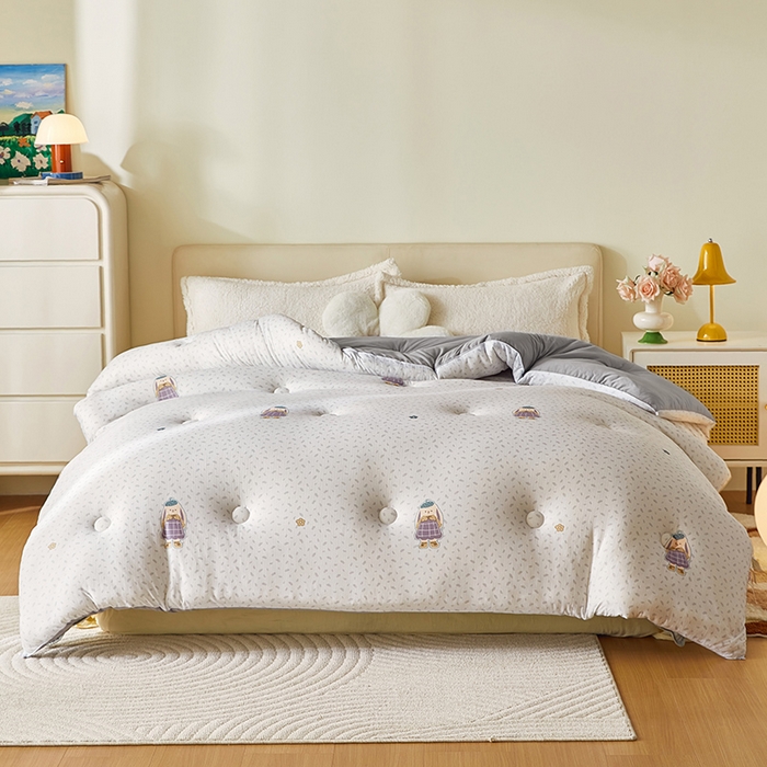 91家纺网 家纺一手货源 找家纺 梦恬佳 2025新款软糯牛奶丝小提花针织棉冬被春秋被被子被芯 大耳朵兔