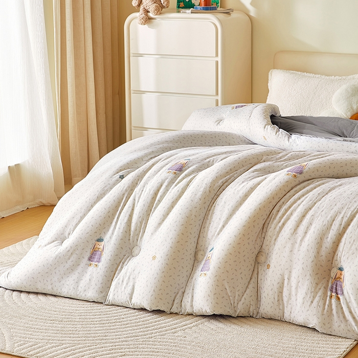 91家纺网 家纺一手货源 找家纺 梦恬佳 2025新款软糯牛奶丝小提花针织棉冬被春秋被被子被芯 大耳朵兔