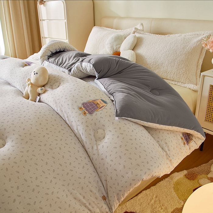 91家纺网 家纺一手货源 找家纺 梦恬佳 2025新款软糯牛奶丝小提花针织棉冬被春秋被被子被芯 大耳朵兔