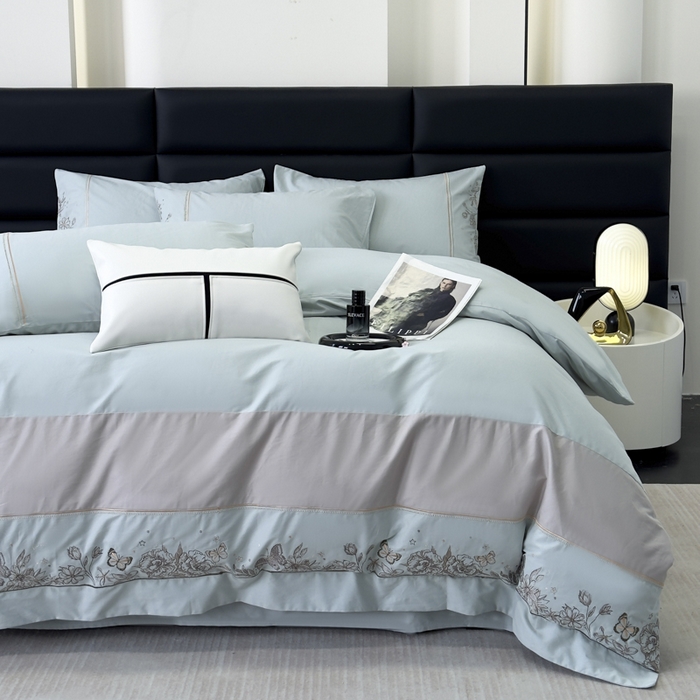 91家纺网 家纺一手货源 找家纺 苏美 2025新款加厚全棉绣花四件套-铃兰 铃兰-繁星蓝