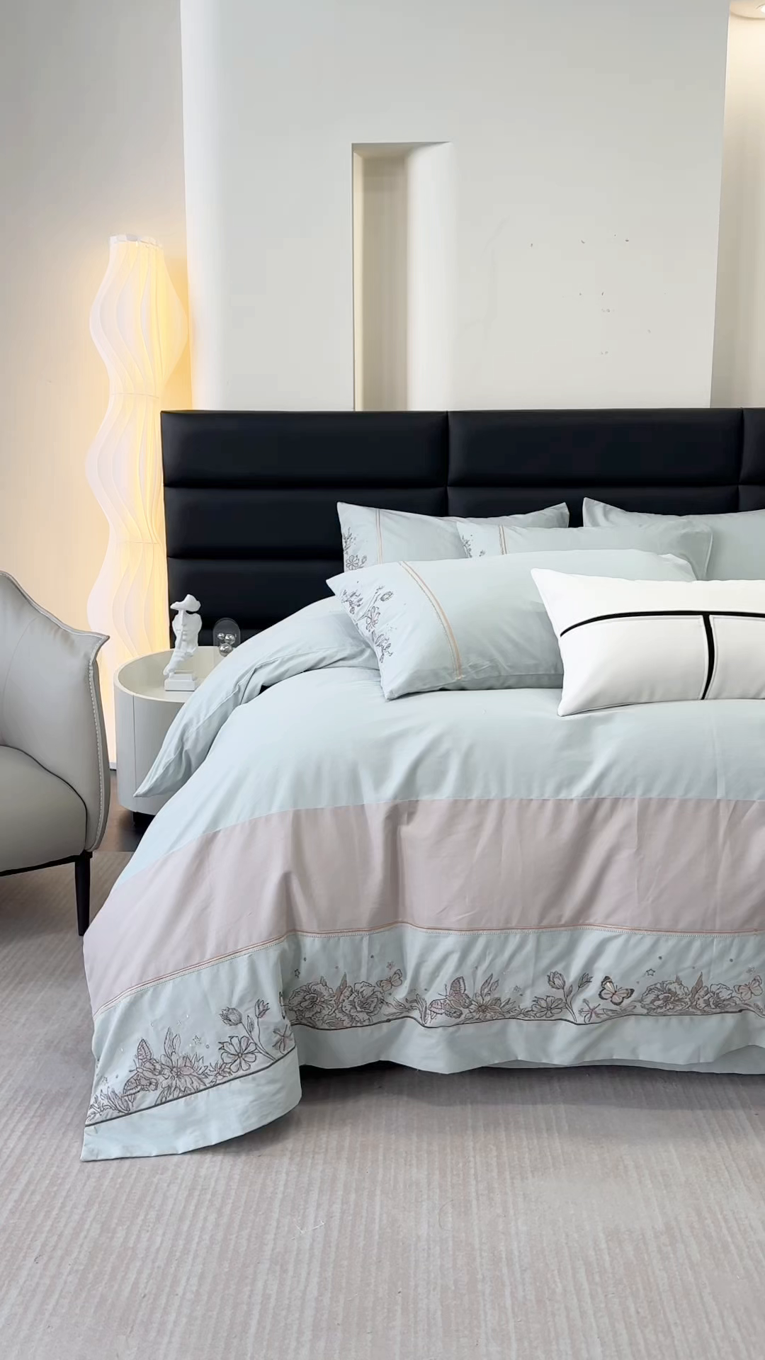 91家纺网 家纺一手货源 找家纺 苏美 2025新款加厚全棉绣花四件套-铃兰 铃兰-繁星蓝