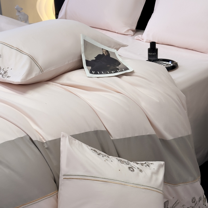 91家纺网 家纺一手货源 找家纺 苏美 2025新款加厚全棉绣花四件套-铃兰 铃兰-温柔粉