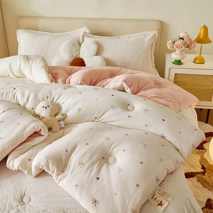 91家纺网 家纺一手货源 找家纺 梦恬佳 2025新款软糯牛奶丝小提花针织棉冬被春秋被被子被芯 小美满