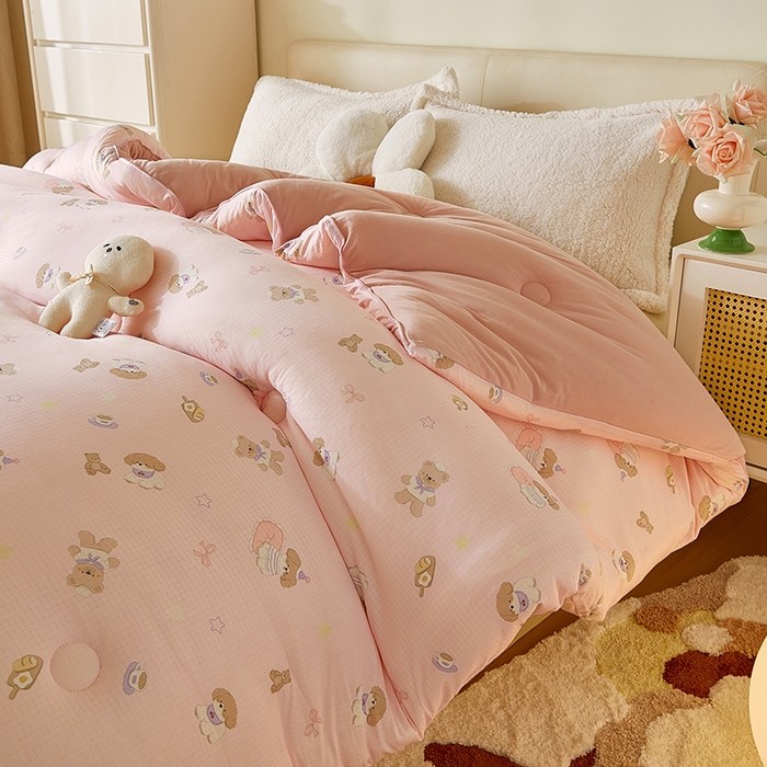 91家纺网 家纺一手货源 找家纺 梦恬佳 2025新款软糯牛奶丝小提花针织棉冬被春秋被被子被芯 元气森林