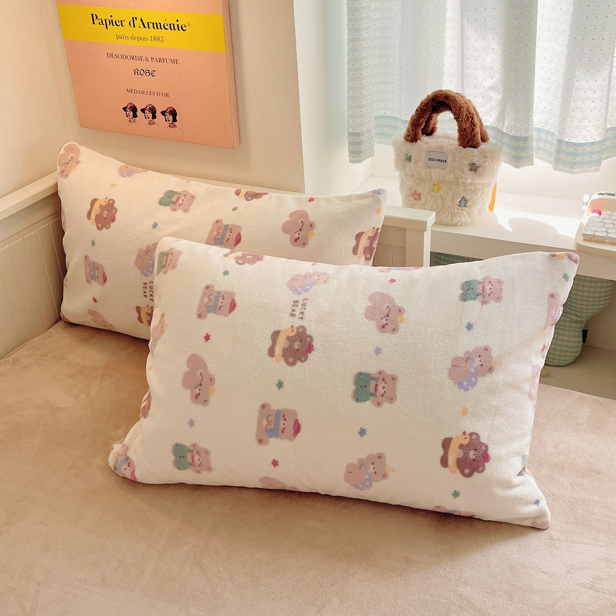 91家纺网 家纺一手货源 找家纺 金爱家 2025新款A类ins小清新少女奶油卡通可爱加厚牛奶绒四件套 绒-小伙伴