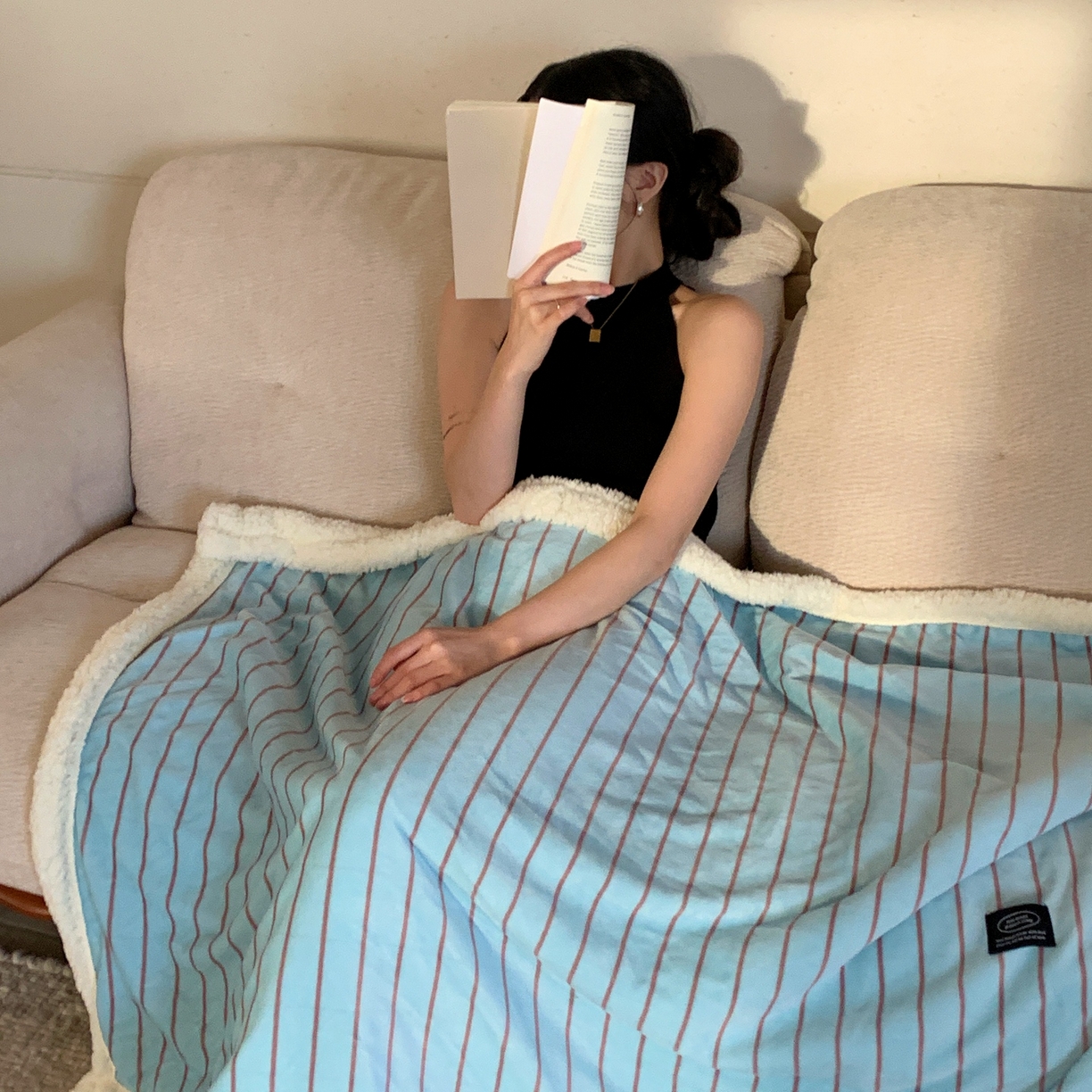 91家纺网 家纺一手货源 找家纺 桃喜 2025秋冬新款牛奶绒羊羔绒毛毯条纹系列 暮光森林