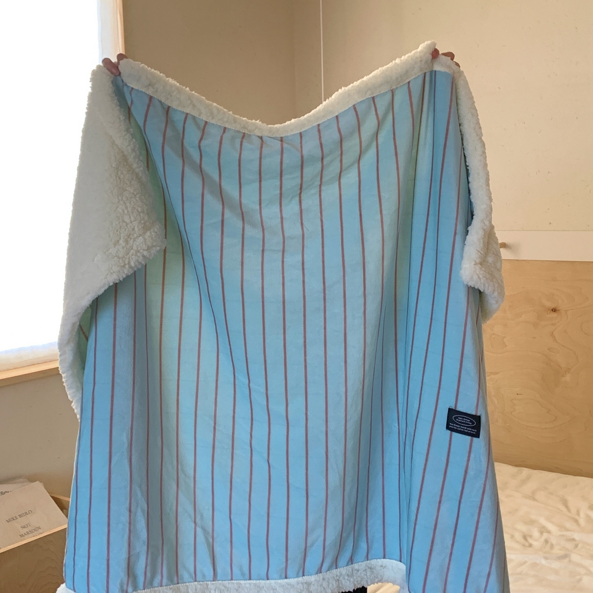 91家纺网 家纺一手货源 找家纺 桃喜 2025秋冬新款牛奶绒羊羔绒毛毯条纹系列 暮光森林