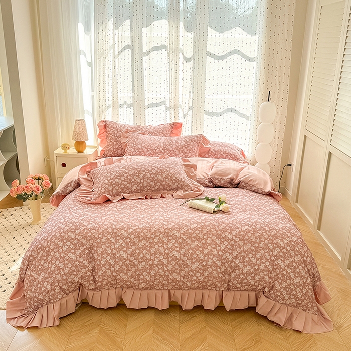 千朵 2025新款全棉磨毛四件套 香漫豆沙