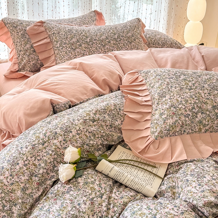 91家纺网 家纺一手货源 找家纺 千朵 2025新款全棉磨毛四件套 珍妮绿