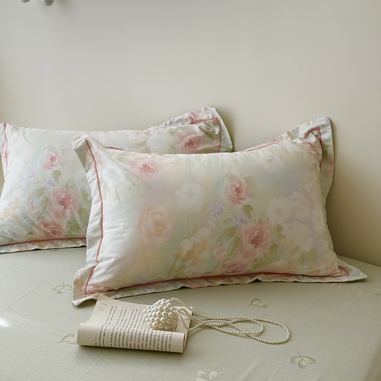 91家纺网 家纺一手货源 找家纺 于果 2025新款全棉13070四件套10） 薄荷玫瑰