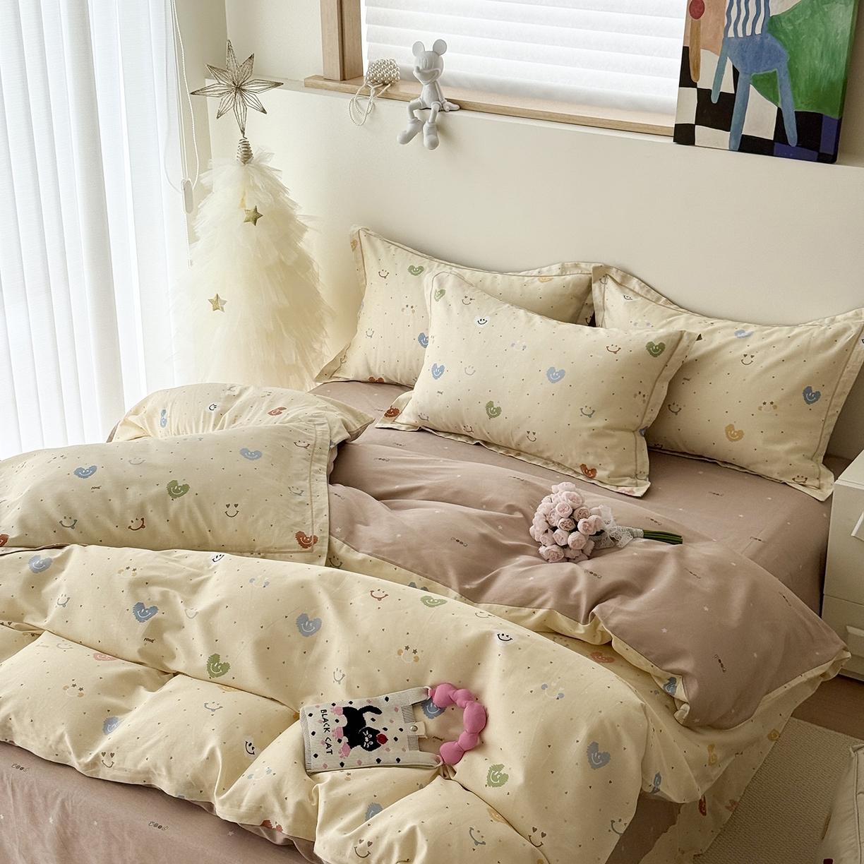 91家纺网 家纺一手货源 找家纺 于果 2025新款全棉13070四件套10） 温暖笑脸