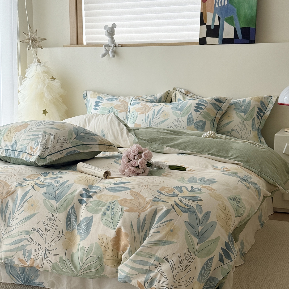 91家纺网 家纺一手货源 找家纺 于果 2025新款全棉13070四件套10） 珊瑚芦苇