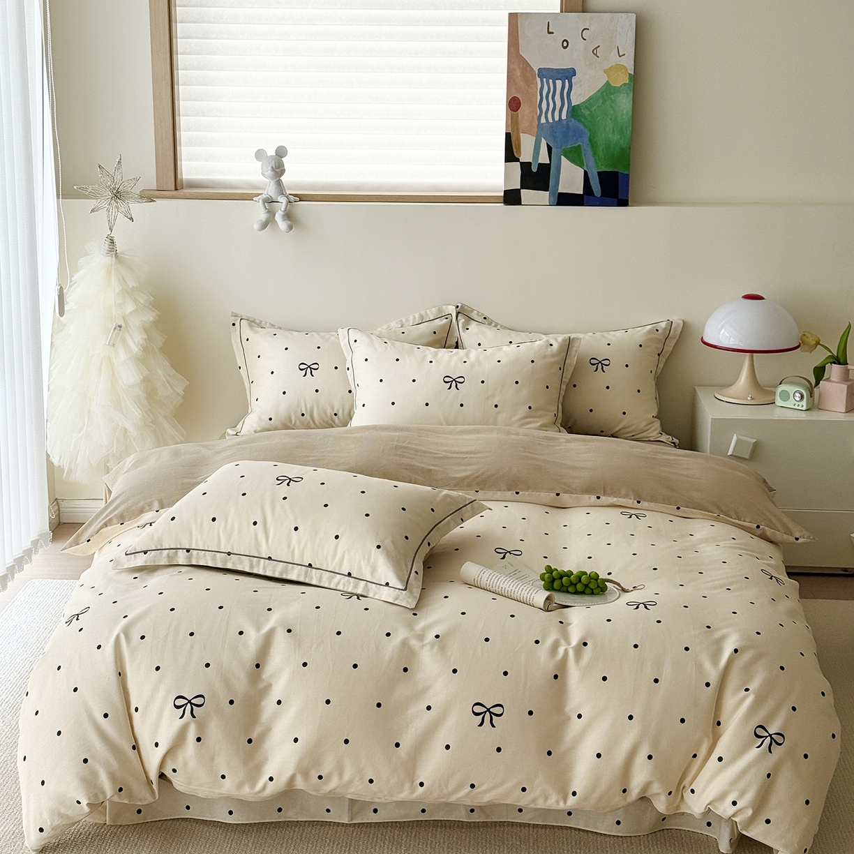 于果 2025新款全棉13070四件套10） 波点蝴蝶结