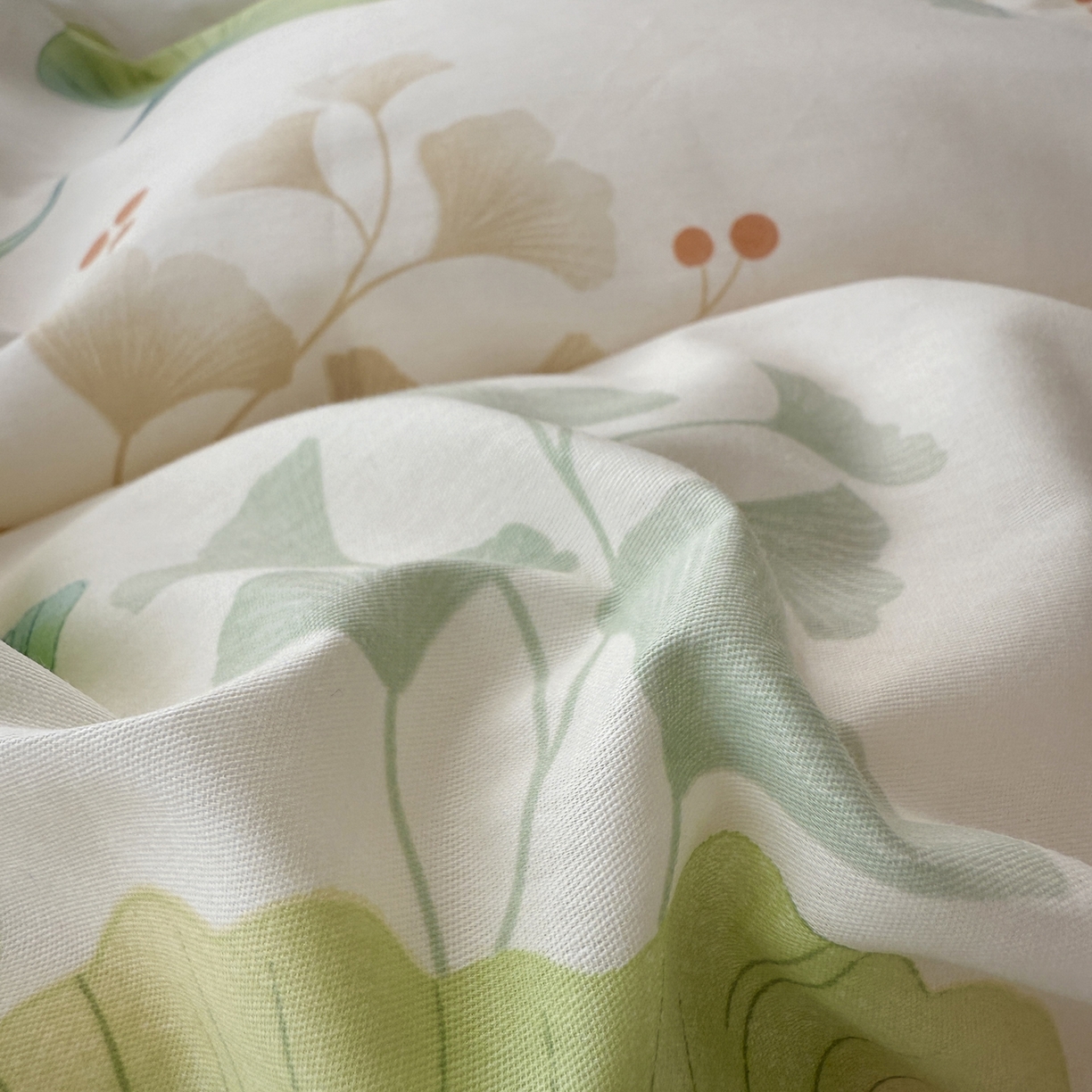 91家纺网 家纺一手货源 找家纺 于果 2025新款全棉13070四件套10） 青绿银杏