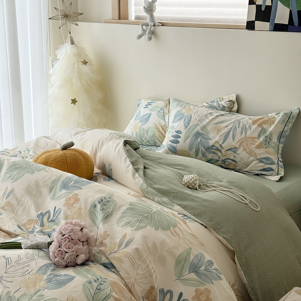 91家纺网 家纺一手货源 找家纺 于果 2025新款全棉13070四件套10） 珊瑚芦苇