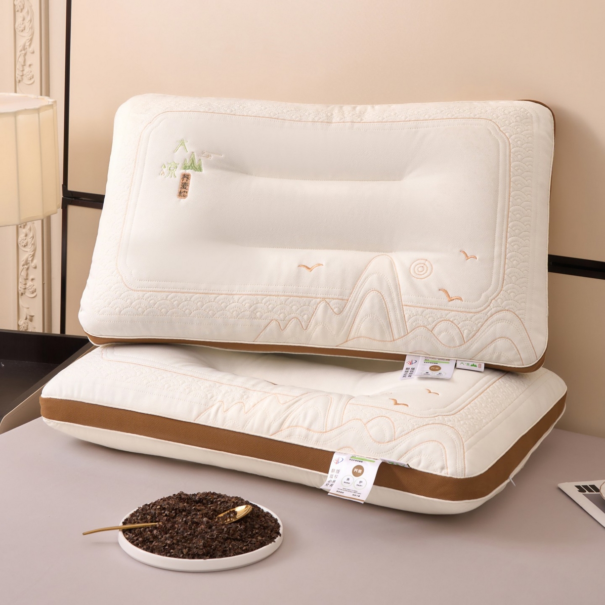 91家纺网 家纺一手货源 找家纺 晚儿 2025新款大凉山荞麦枕头枕芯 大凉山荞麦-飞鸟图