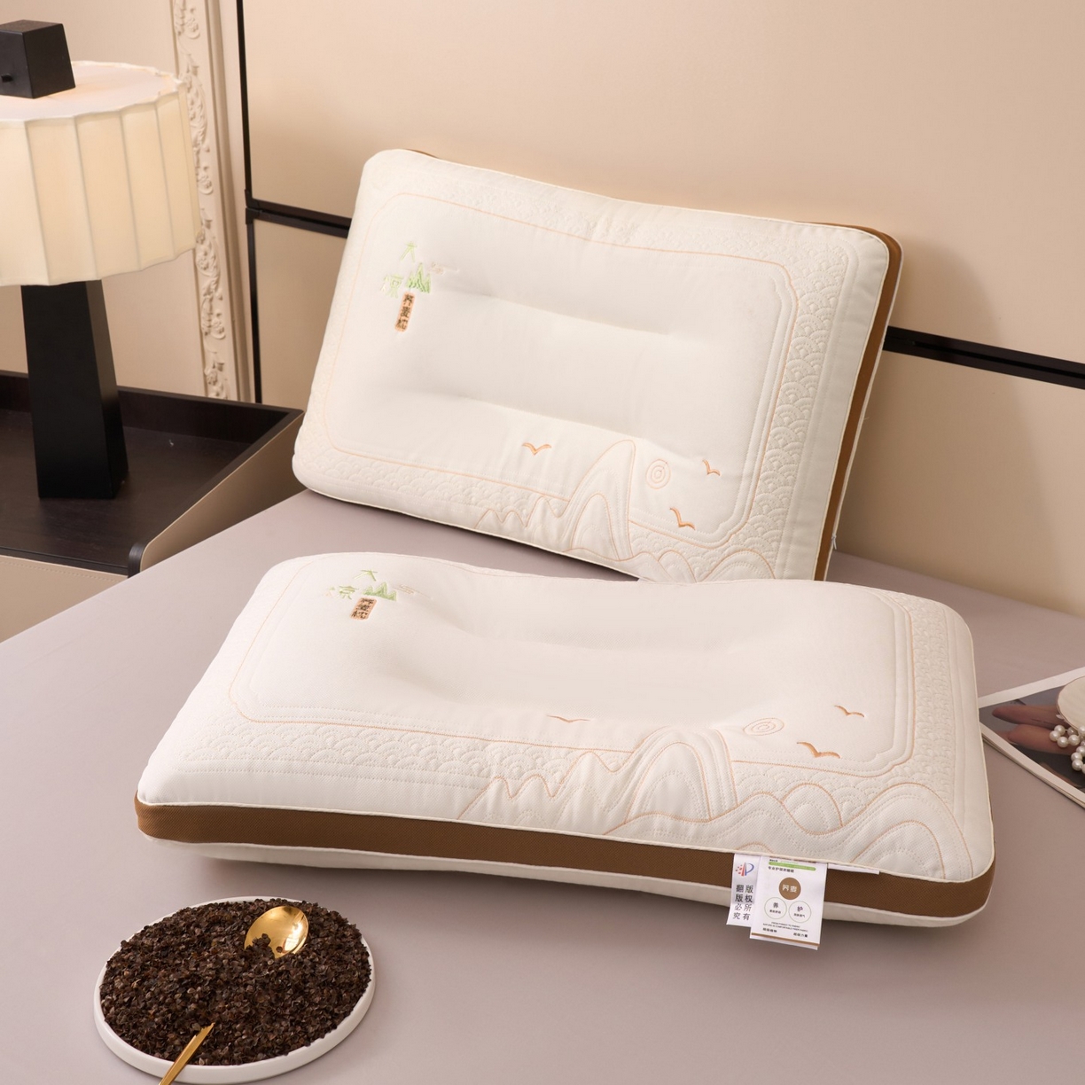 91家纺网 家纺一手货源 找家纺 晚儿 2025新款大凉山荞麦枕头枕芯 大凉山荞麦-飞鸟图