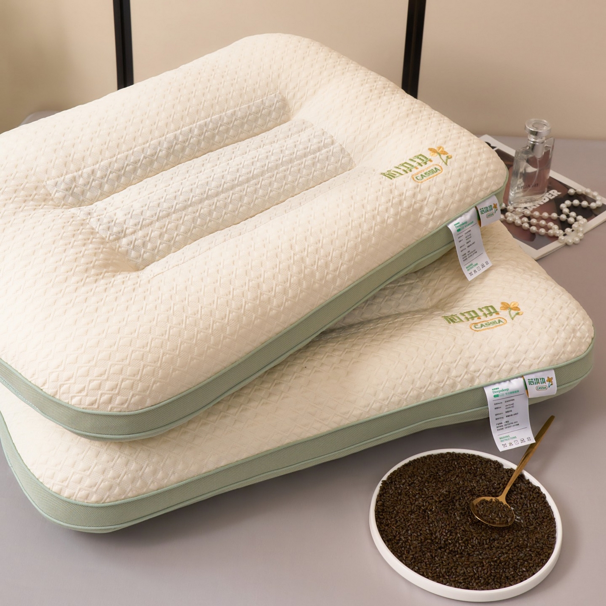 91家纺网 家纺一手货源 找家纺 （总）晚儿 2025新款芯决决针织棉决明子护颈枕头枕芯