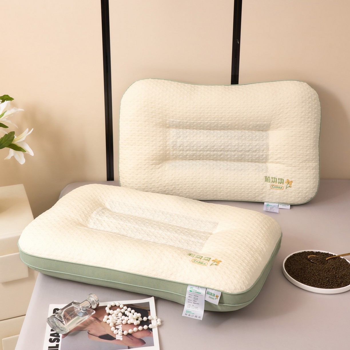 91家纺网 家纺一手货源 找家纺 （总）晚儿 2025新款芯决决针织棉决明子护颈枕头枕芯