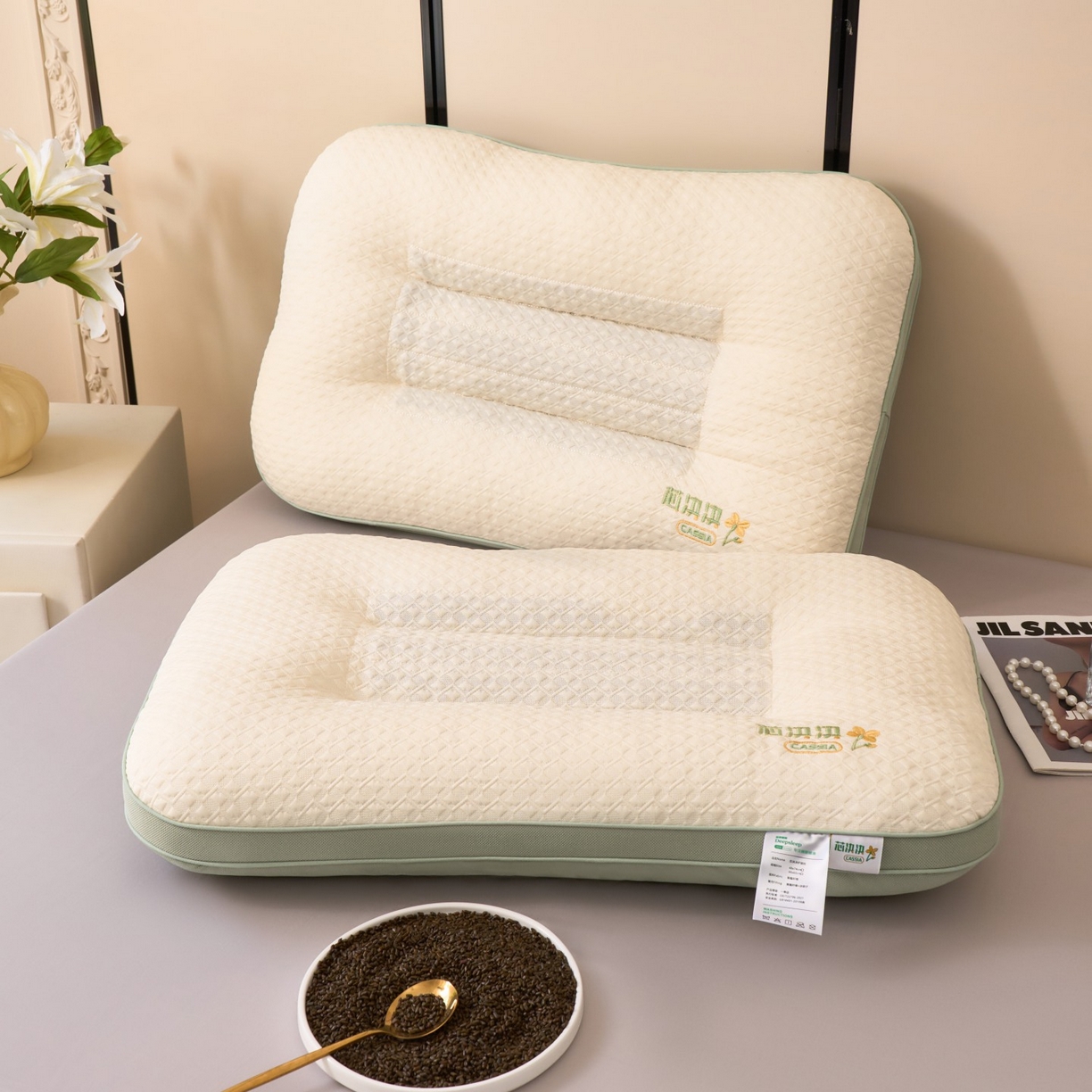 91家纺网 家纺一手货源 找家纺 （总）晚儿 2025新款芯决决针织棉决明子护颈枕头枕芯