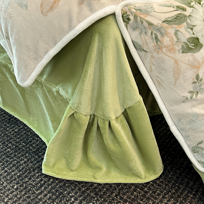 91家纺网 家纺一手货源 找家纺 诺梵家纺 2025新款牛奶绒印花包边四件套 芬芳-绿