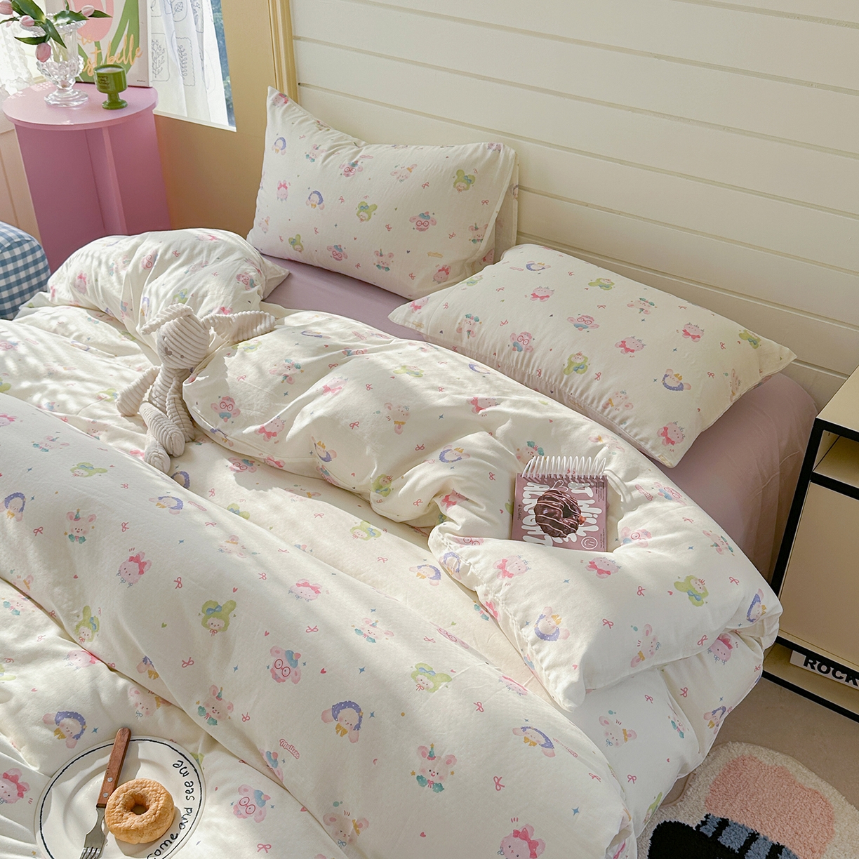 91家纺网 家纺一手货源 找家纺 麦伦 2025年新品 --全棉有氧双层纱简约款系列 小可爱