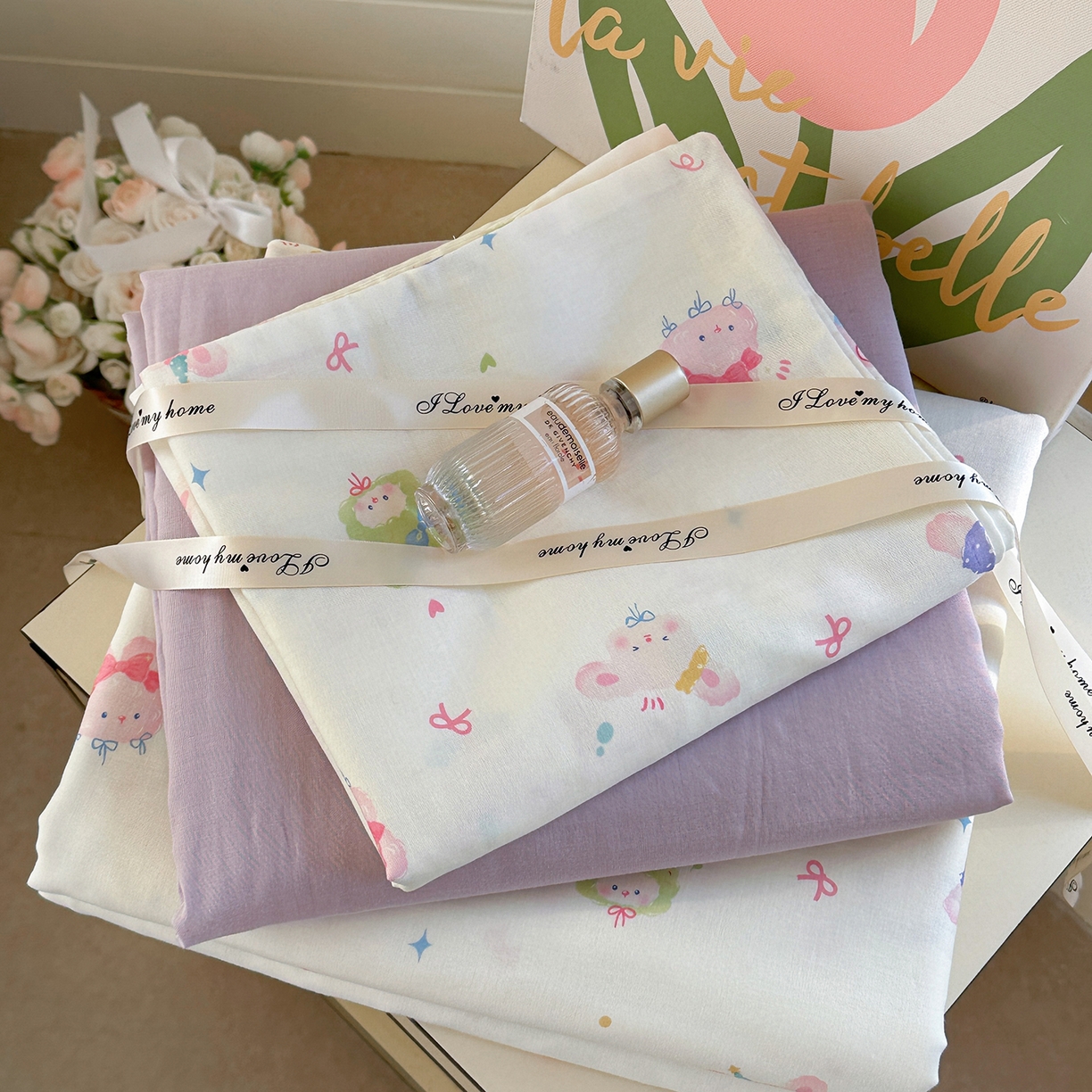 91家纺网 家纺一手货源 找家纺 麦伦 2025年新品 --全棉有氧双层纱简约款系列 小可爱