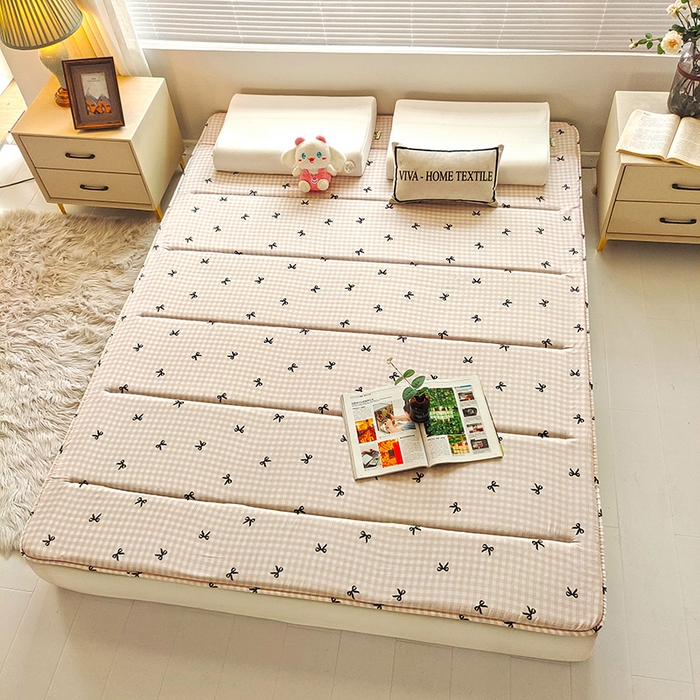 91家纺网 家纺一手货源 找家纺 玉清坊 2025新款水洗棉新疆棉花床垫 蝴蝶-咖