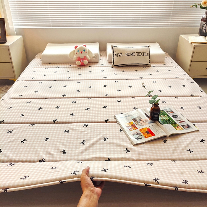 91家纺网 家纺一手货源 找家纺 玉清坊 2025新款水洗棉新疆棉花床垫 蝴蝶-咖