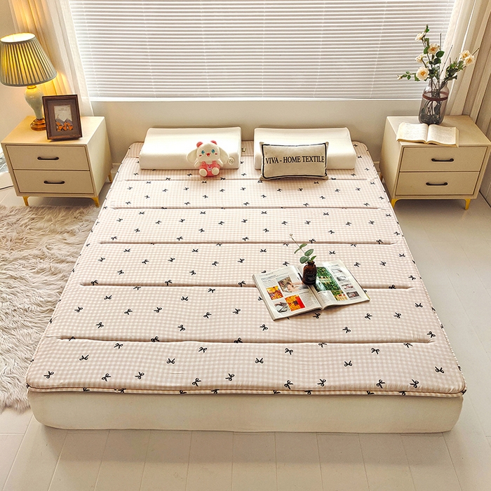 91家纺网 家纺一手货源 找家纺 玉清坊 2025新款水洗棉新疆棉花床垫 蝴蝶-咖