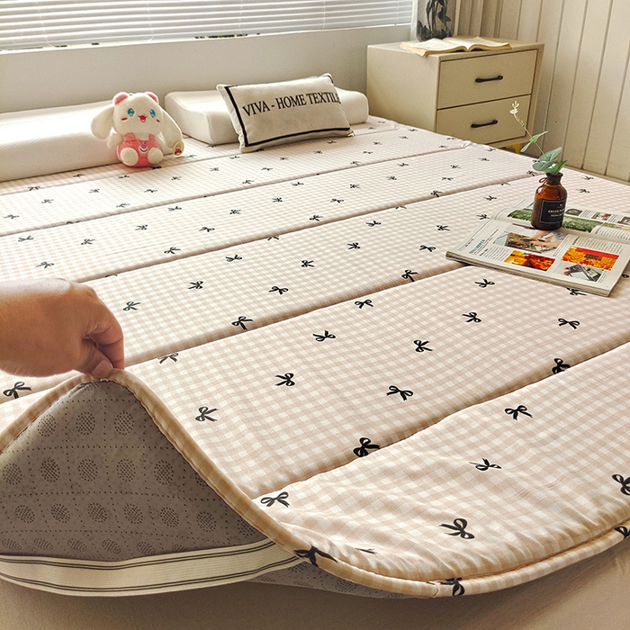 91家纺网 家纺一手货源 找家纺 玉清坊 2025新款水洗棉新疆棉花床垫 蝴蝶-咖