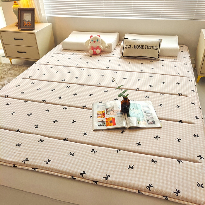 91家纺网 家纺一手货源 找家纺 玉清坊 2025新款水洗棉新疆棉花床垫 蝴蝶-咖