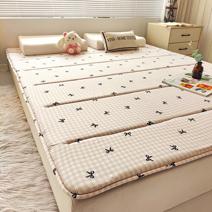 91家纺网 家纺一手货源 找家纺 玉清坊 2025新款水洗棉新疆棉花床垫 蝴蝶-咖