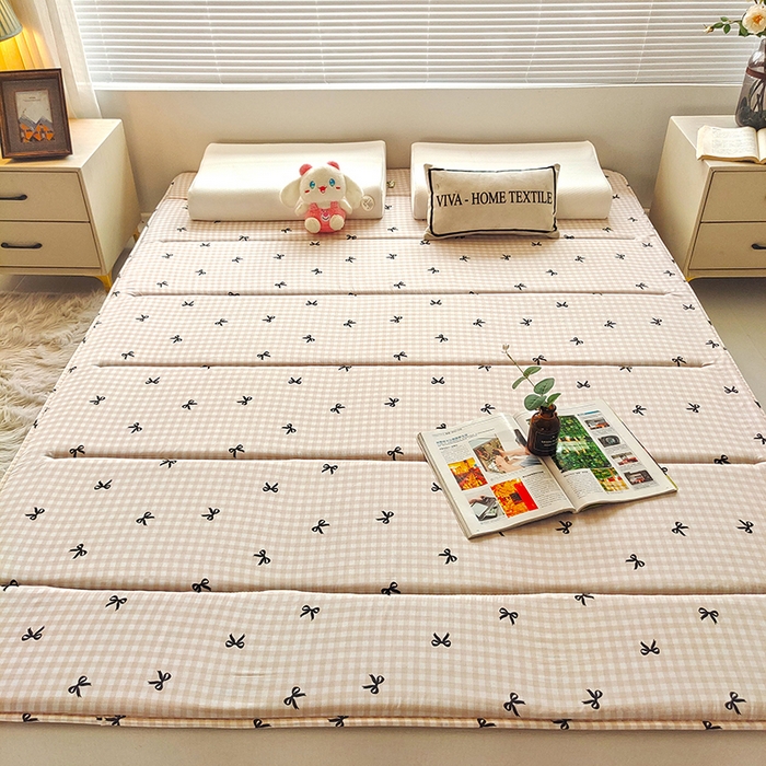 91家纺网 家纺一手货源 找家纺 玉清坊 2025新款水洗棉新疆棉花床垫 蝴蝶-咖