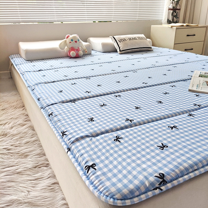 91家纺网 家纺一手货源 找家纺 玉清坊 2025新款水洗棉新疆棉花床垫 蝴蝶-蓝