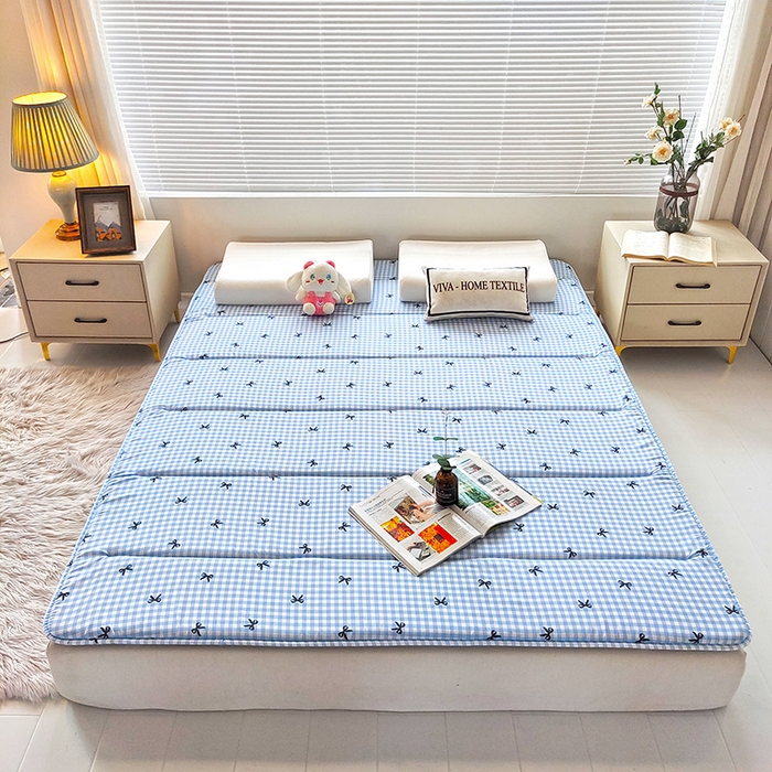 91家纺网 家纺一手货源 找家纺 玉清坊 2025新款水洗棉新疆棉花床垫 蝴蝶-蓝